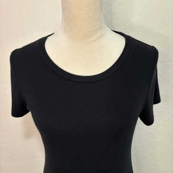 Motherhood Maternity Black Ribbed Knit Short Sleeve T-Shirt Dress Size M - Picture 3 of 11